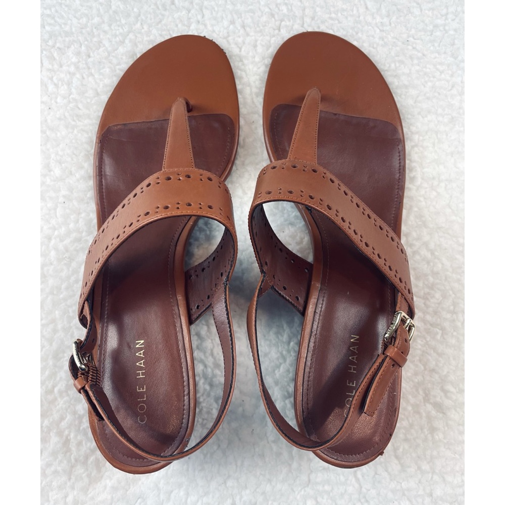 COLE HAAN • Brown Elsie Thong Wedge Sandals, 9 - Picture 7 of 16